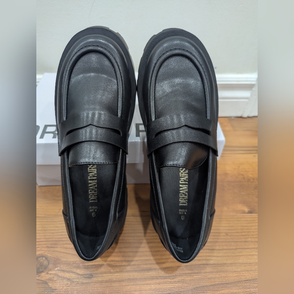 BN Dream Pairs Women's Black Chunky Platform Loafers